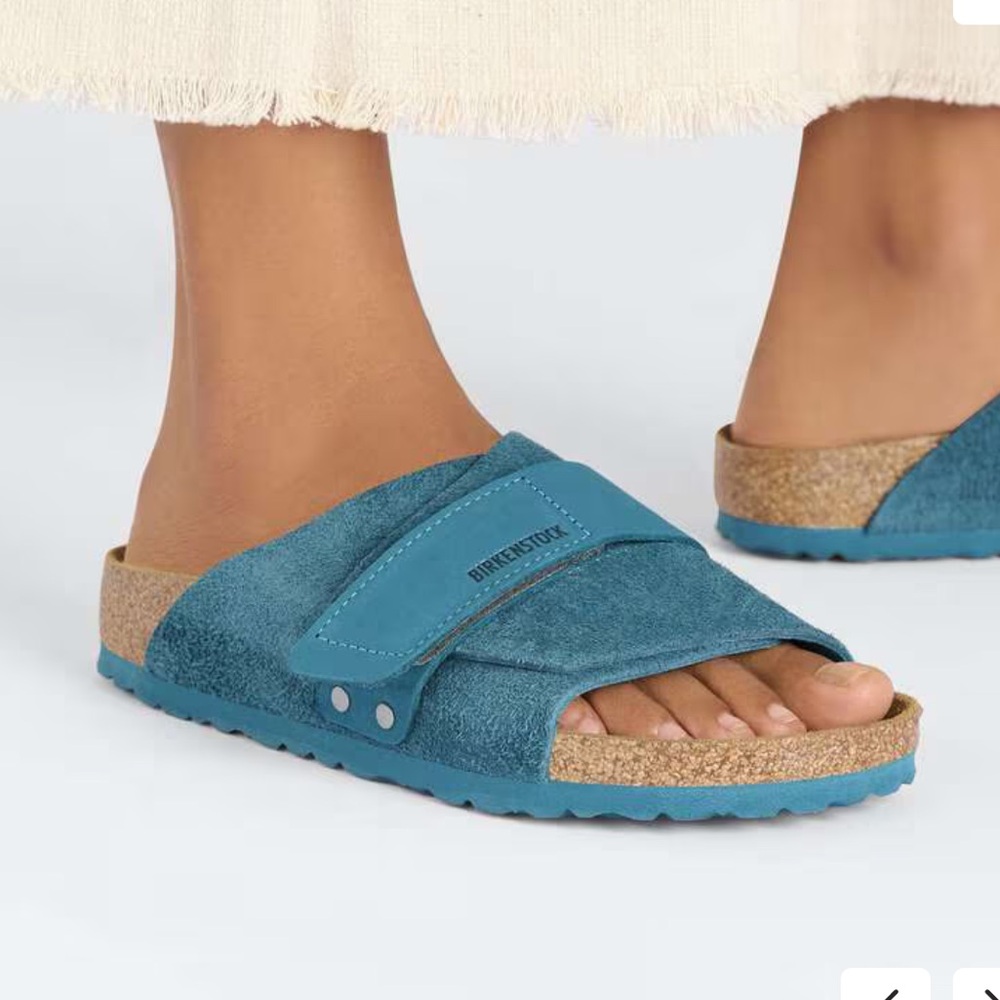 Birkenstock Kyoto - deep Turquoise Teal Suede Slide Sandals Sz 40 L9 M7